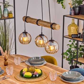Koyoto Lámparas suspendidas, Luminarias esféricas, Lámparas colgantes Crudo, Negro, 3 luces