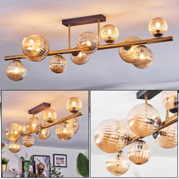 Chehalis Plafones, Luminarias esféricas dorado, Negro, 10 luces