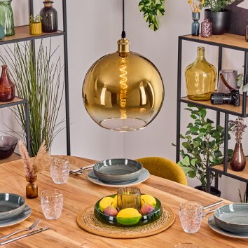 Koyoto Lámparas suspendidas, Luminarias esféricas, Lámparas colgantes dorado, 1 luz
