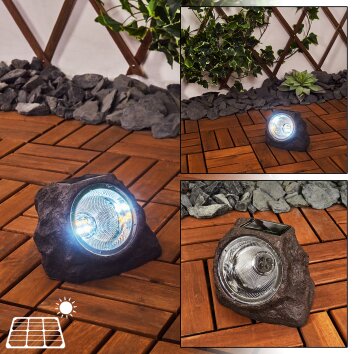 Sameo Lámpara solare LED Marrón, Gris, 4 luces Sameo Lámpara solare LED Marrón, Gris, 4 luces