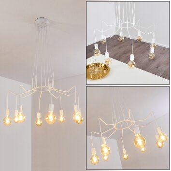 Cuyama Lámpara Colgante Blanca, 8 luces