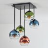 Koyoto Plafones, Luminarias esféricas Azul, Verde, Transparente, Color cobre, 5 luces