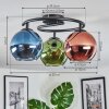 Koyoto Plafones, Luminarias esféricas 37 cm Azul, Verde, Color cobre, 3 luces