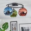 Koyoto Plafones, Luminarias esféricas 37 cm Azul, Verde, Color cobre, 3 luces