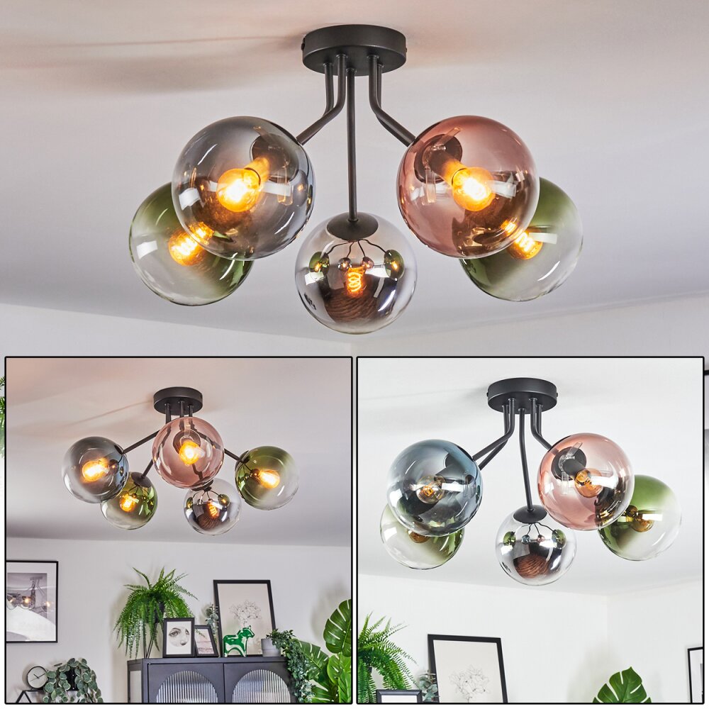 Gastor Plafones, Luminarias esféricas 52 cm Azul, Cromo, Verde, Transparente, Color cobre, Ahumado, 5 luces main product photo