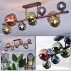 Chehalis Plafones, Luminarias esféricas Azul, Verde, Color cobre, 10 luces