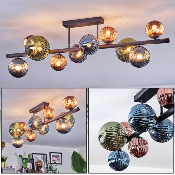 Chehalis Plafones, Luminarias esféricas Azul, Verde, Color cobre, 10 luces