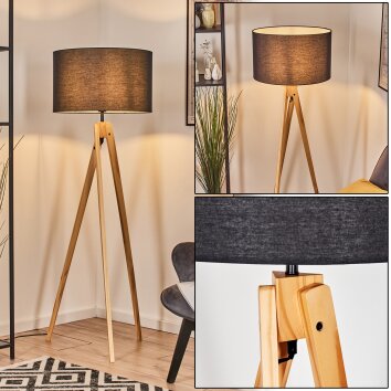 Flemming Lámpara de pie Crudo, Negro, 1 luz Flemming Lámpara de pie Crudo, Negro, 1 luz