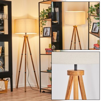 Flemming Lámpara de pie Madera oscura, Negro, 1 luz