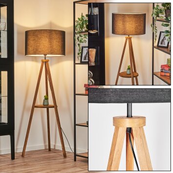 Flemming Lámpara de pie Madera oscura, Negro, 1 luz