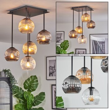 Ripoll Plafones, Luminarias esféricas Colores ámbar, Transparente, Ahumado, 5 luces