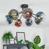 Koyoto Plafones, Luminarias esféricas 82 cm Azul, Verde, Transparente, Color cobre, 7 luces