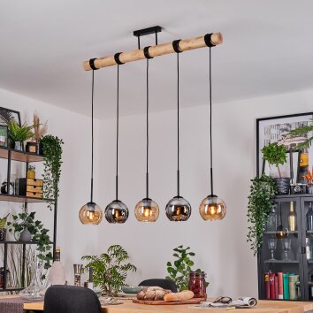Koyoto Lámparas suspendidas, Luminarias esféricas, Lámparas colgantes Crudo, Negro, 5 luces