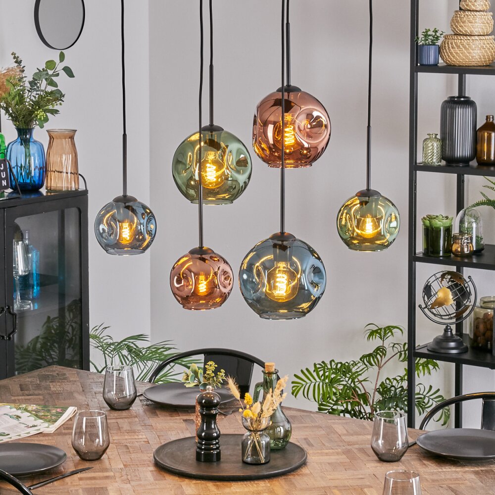 Ripoll Lámparas suspendidas, Luminarias esféricas, Lámparas colgantes Azul, Verde, Color cobre, 6 luces main product photo