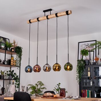 Koyoto Lámparas suspendidas, Luminarias esféricas, Lámparas colgantes Crudo, Negro, 5 luces