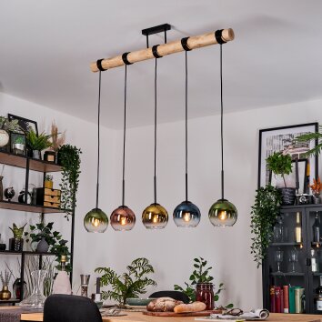 Koyoto Lámparas suspendidas, Luminarias esféricas, Lámparas colgantes Crudo, Negro, 5 luces
