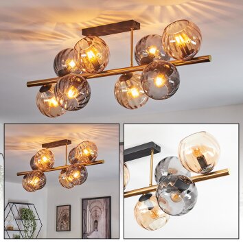 Koyoto Plafones, Luminarias esféricas dorado, Negro, 8 luces