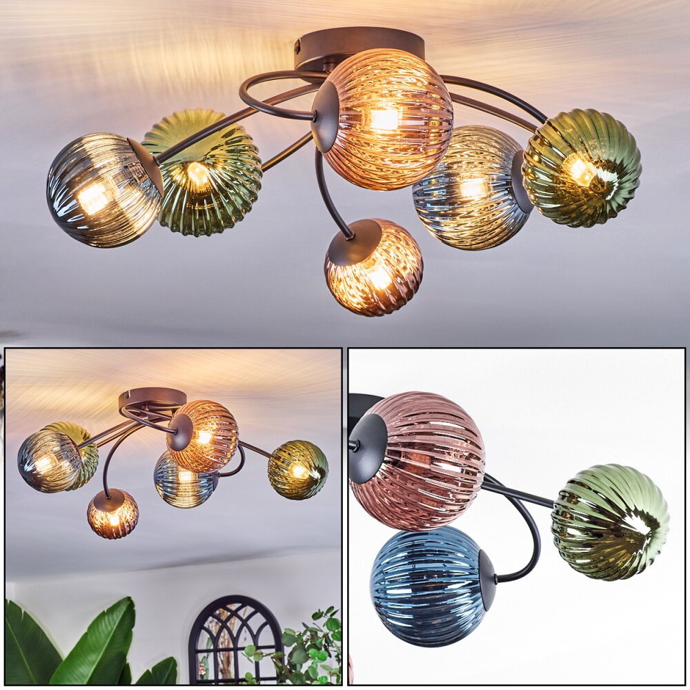 Chehalis Plafones, Luminarias esféricas Azul, Verde, Color cobre, 6 luces main product photo