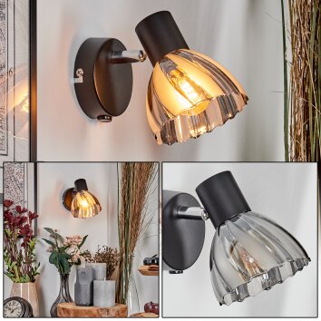 Saire Apliques, Spot de pared Cromo, Negro, 1 luz