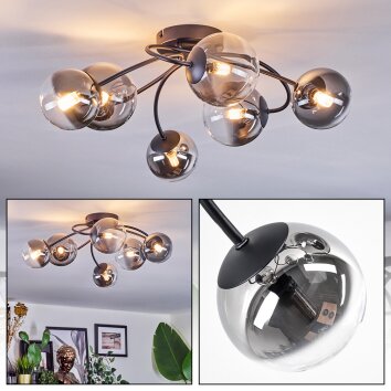 Chehalis Plafones, Luminarias esféricas 58 cm Transparente, Ahumado, 6 luces