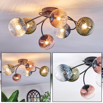 Chehalis Plafones, Luminarias esféricas 58 cm Azul, Verde, Transparente, Color cobre, 6 luces