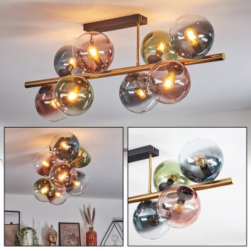 Gastor Plafones, Luminarias esféricas dorado, Negro, 8 luces