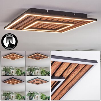 Meron Plafones LED Color madera, Negro, 1 luz