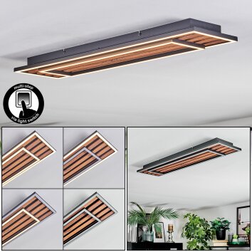 Meron Plafones LED Color madera, Negro, 1 luz