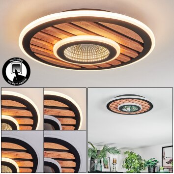 Meron Plafones LED Color madera, Negro, 1 luz
