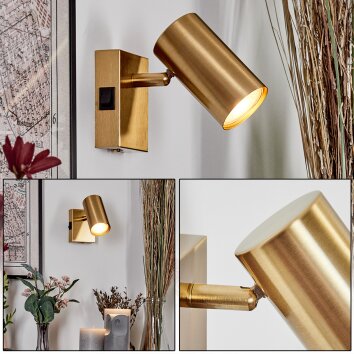 Javel Apliques, Spot de pared dorado, 1 luz