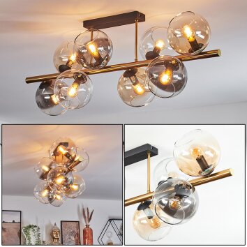 Koyoto Plafones, Luminarias esféricas dorado, Negro, 8 luces