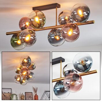 Gastor Plafones, Luminarias esféricas dorado, Negro, 8 luces