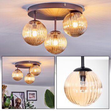 Chehalis Plafones, Luminarias esféricas Colores ámbar, 3 luces