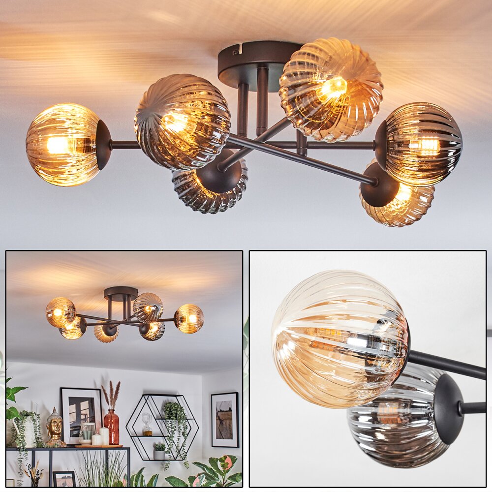 Chehalis Plafones, Luminarias esféricas 55 cm Colores ámbar, Ahumado, 6 luces main product photo