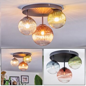 Chehalis Plafones, Luminarias esféricas 30.5 cm Azul, Verde, Transparente, Color cobre, 3 luces