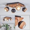 Haldor Plafones, Spot techo Cromo, Color madera, Negro, 4 luces