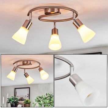 Mirlo Plafones, Spot techo Cromo, Níquel-mate, 3 luces