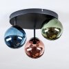 Chehalis Plafones, Luminarias esféricas 30 cm Azul, Verde, Color cobre, 3 luces