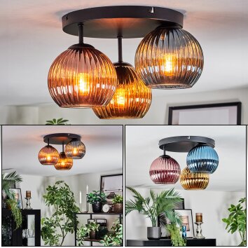 Koyoto Plafones, Luminarias esféricas 30 cm Azul, dorado, Color cobre, 3 luces