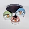 Koyoto Plafones, Luminarias esféricas 30 cm Azul, Verde, Transparente, Color cobre, 3 luces