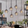 Koyoto Lámparas suspendidas, Luminarias esféricas, Lámparas colgantes Cromo, Transparente, Ahumado, 6 luces