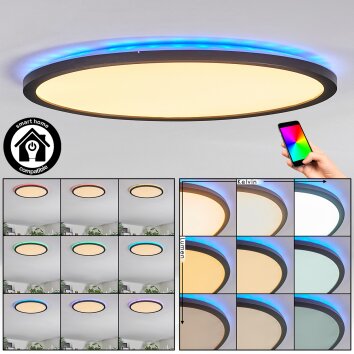 Zuren Plafones, Panel LED Negro, 1 luz, Cambia de color