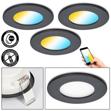 Ramek Plafones, Empotrables LED Negro, 3 luces