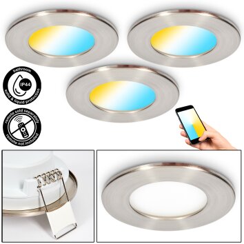 Ramek Plafones, Empotrables LED Níquel-mate, 3 luces