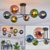 Gastor Plafones, Luminarias esféricas 80 cm Azul, Cromo, Verde, Color cobre, Ahumado, 6 luces