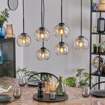 Koyoto Lámparas suspendidas, Luminarias esféricas, Lámparas colgantes Colores ámbar, Transparente, 6 luces