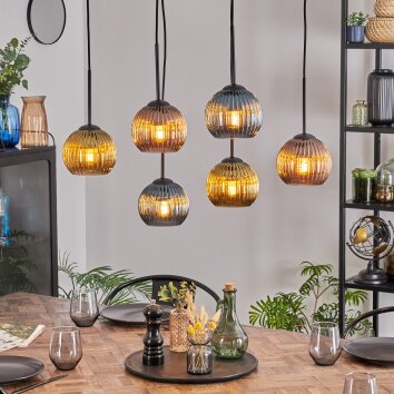 Koyoto Lámparas suspendidas, Luminarias esféricas, Lámparas colgantes Azul, dorado, Color cobre, 6 luces