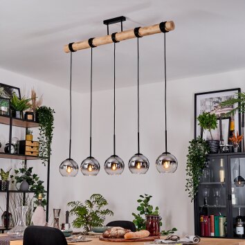 Koyoto Lámparas suspendidas, Luminarias esféricas, Lámparas colgantes Crudo, Negro, 5 luces