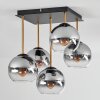 Koyoto Plafones, Luminarias esféricas dorado, Negro, 5 luces