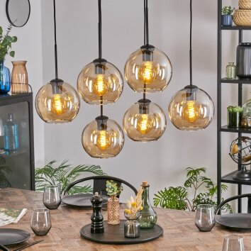 Koyoto Lámparas suspendidas, Luminarias esféricas, Lámparas colgantes Colores ámbar, 6 luces